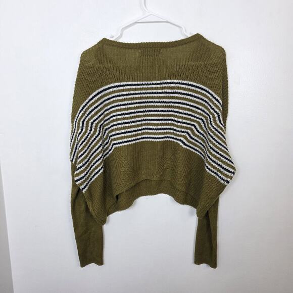 Urban Outfitters Green White Striped Oversized Preppy Streetwear Sweater Size S - Picture 11 of 12